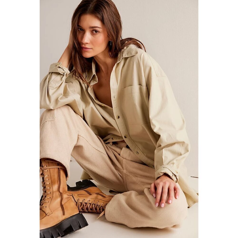 FREE PEOPLE Freddie Shirt in Castle Wall Size Medium - Picture 8 of 10